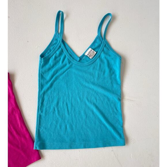 VINTAGE 80s Cami Tanks Wholesale Bundle / 2 Pcs / S/M Actual Items Teal Pink - Picture 3 of 7
